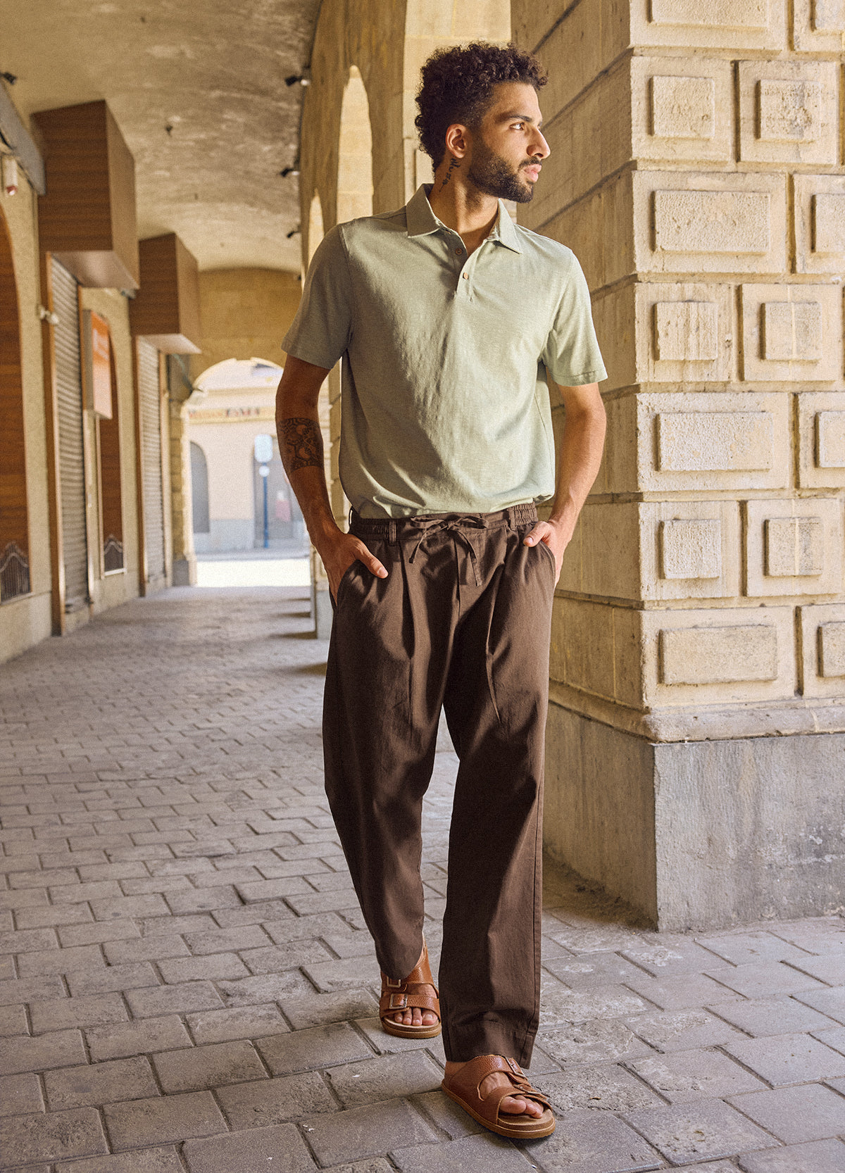 Sage Slub Polo