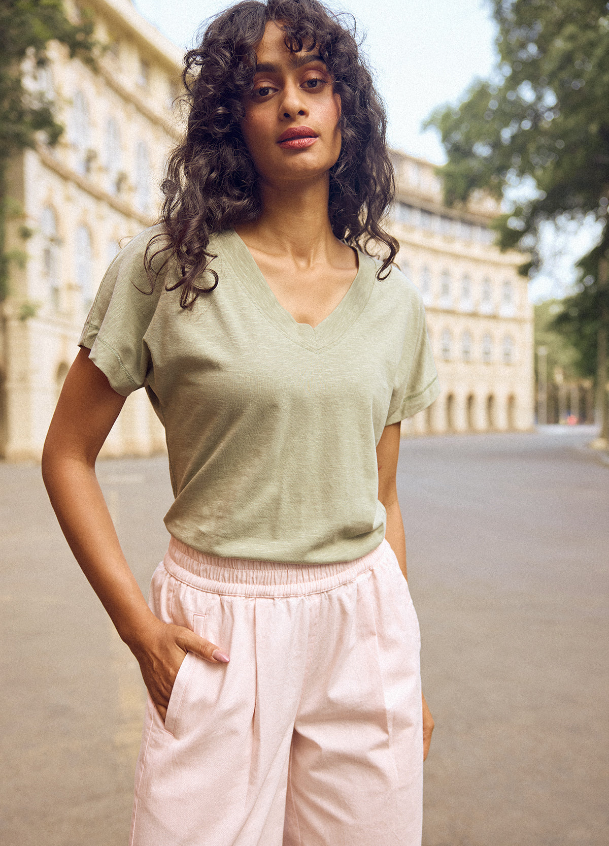 Sage V-Neck Tee