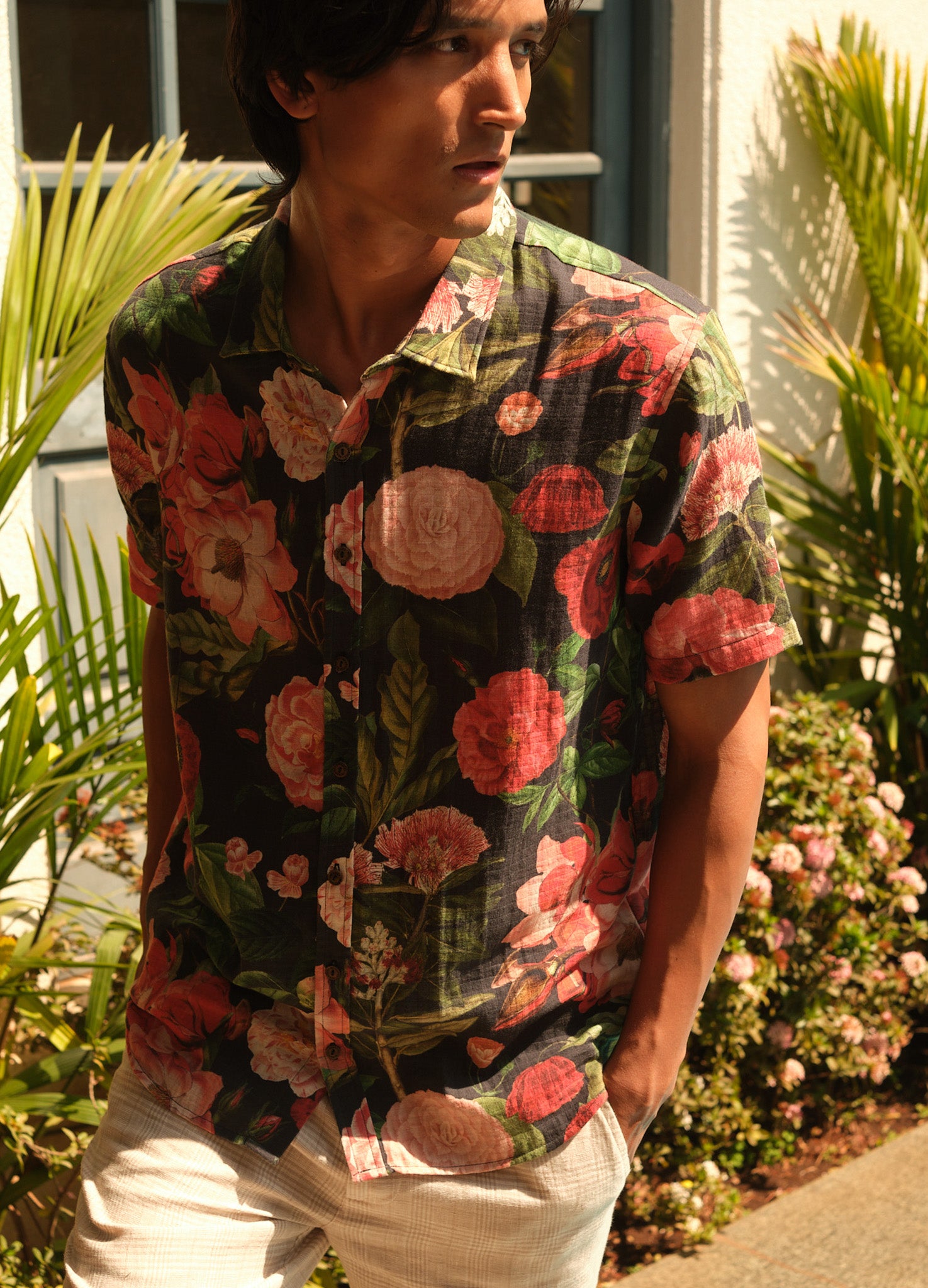 Scarlet Half-Sleeve Muslin Shirt