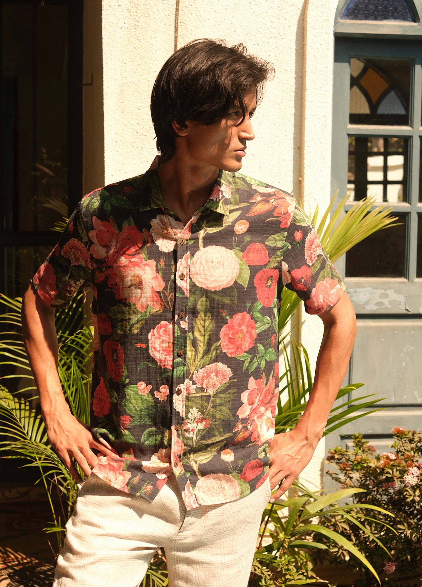 Scarlet Half-Sleeve Muslin Shirt