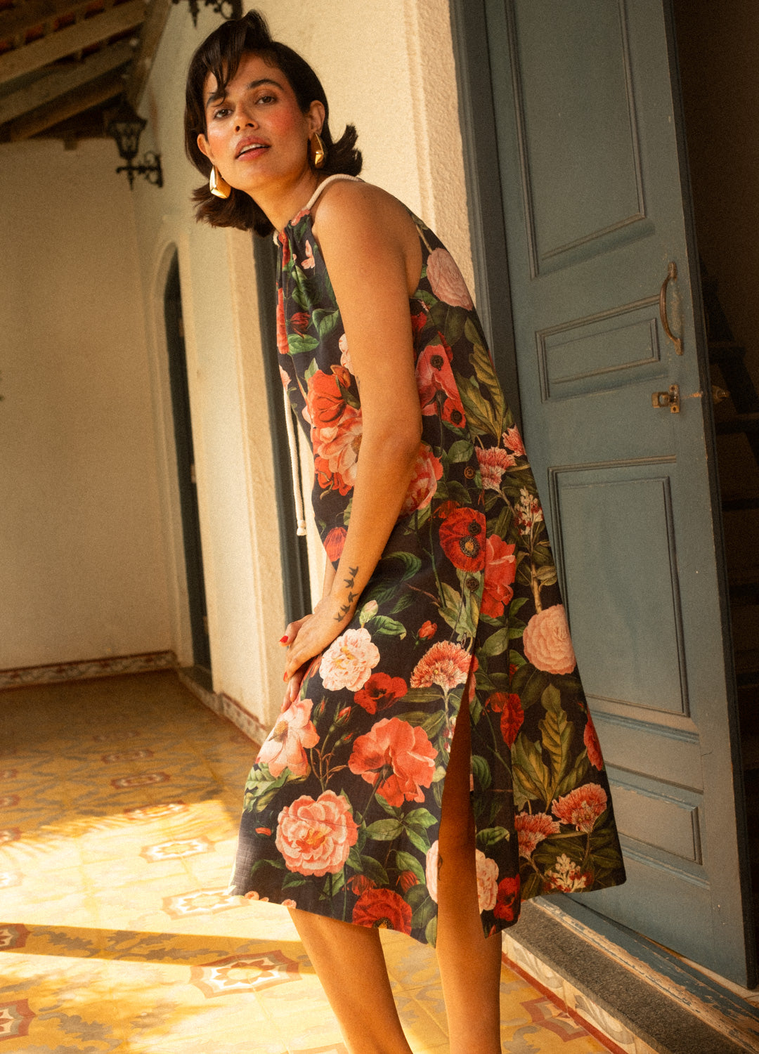 Scarlet Buttoned Midi