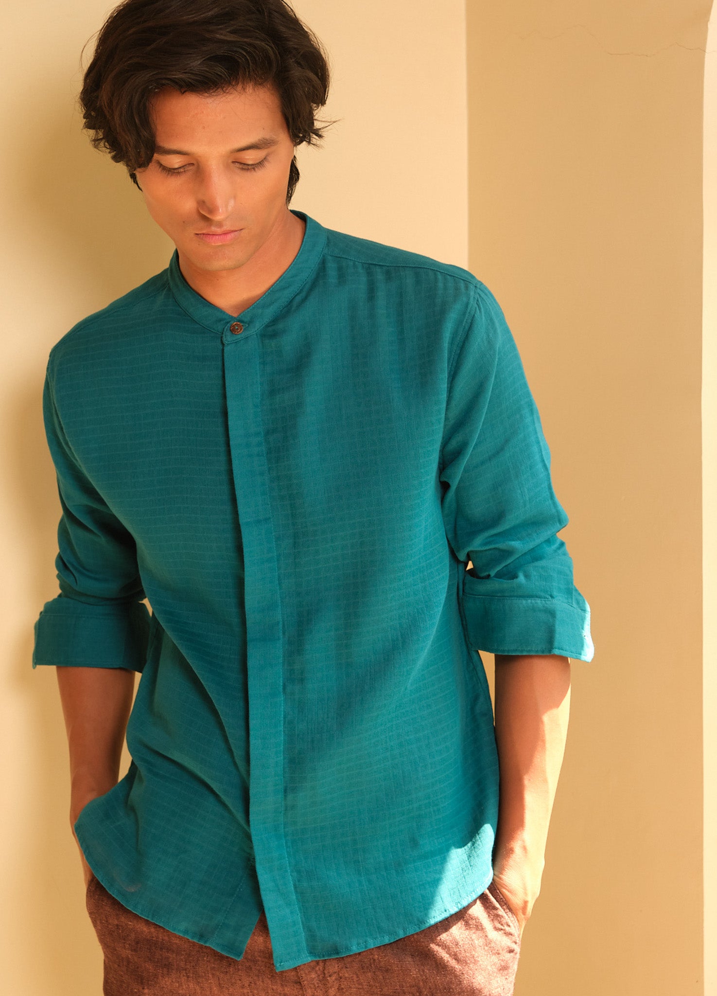 Sea Mandarin Muslin Shirt