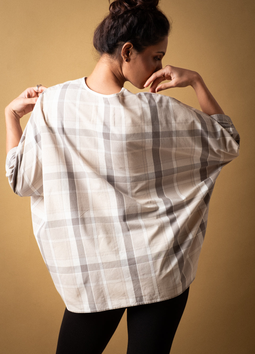 Shadow Check Wrap Blouse