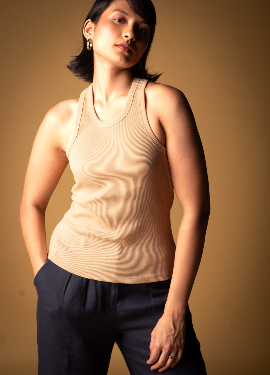 Shell Brown Racerback Organic Cotton Tank Top For Women Online