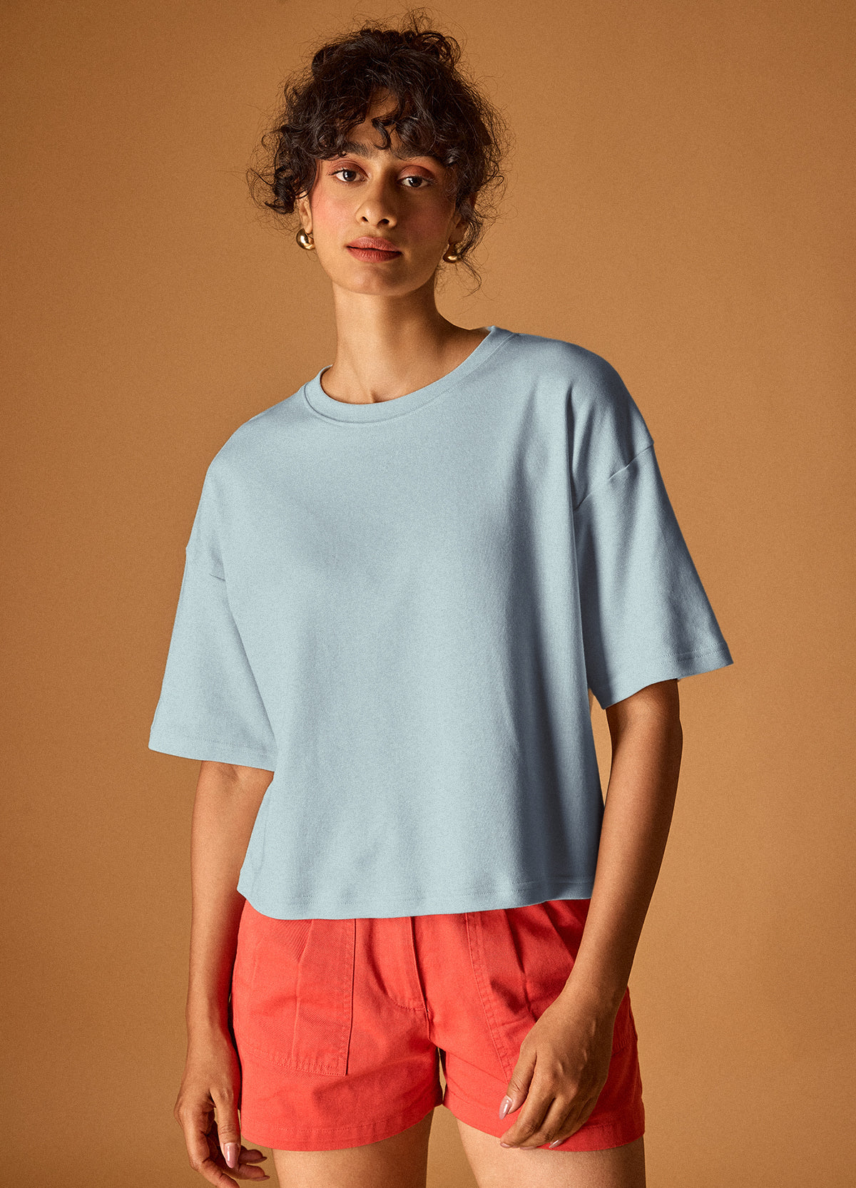 Sky Drop-Shoulder Cropped Tee