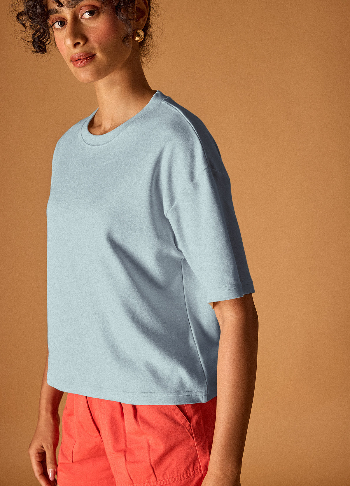 Sky Drop-Shoulder Cropped Tee