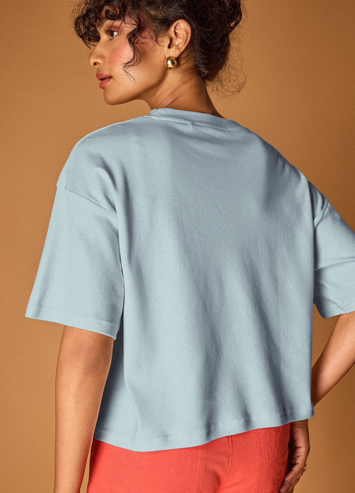 Sky Drop-Shoulder Cropped Tee