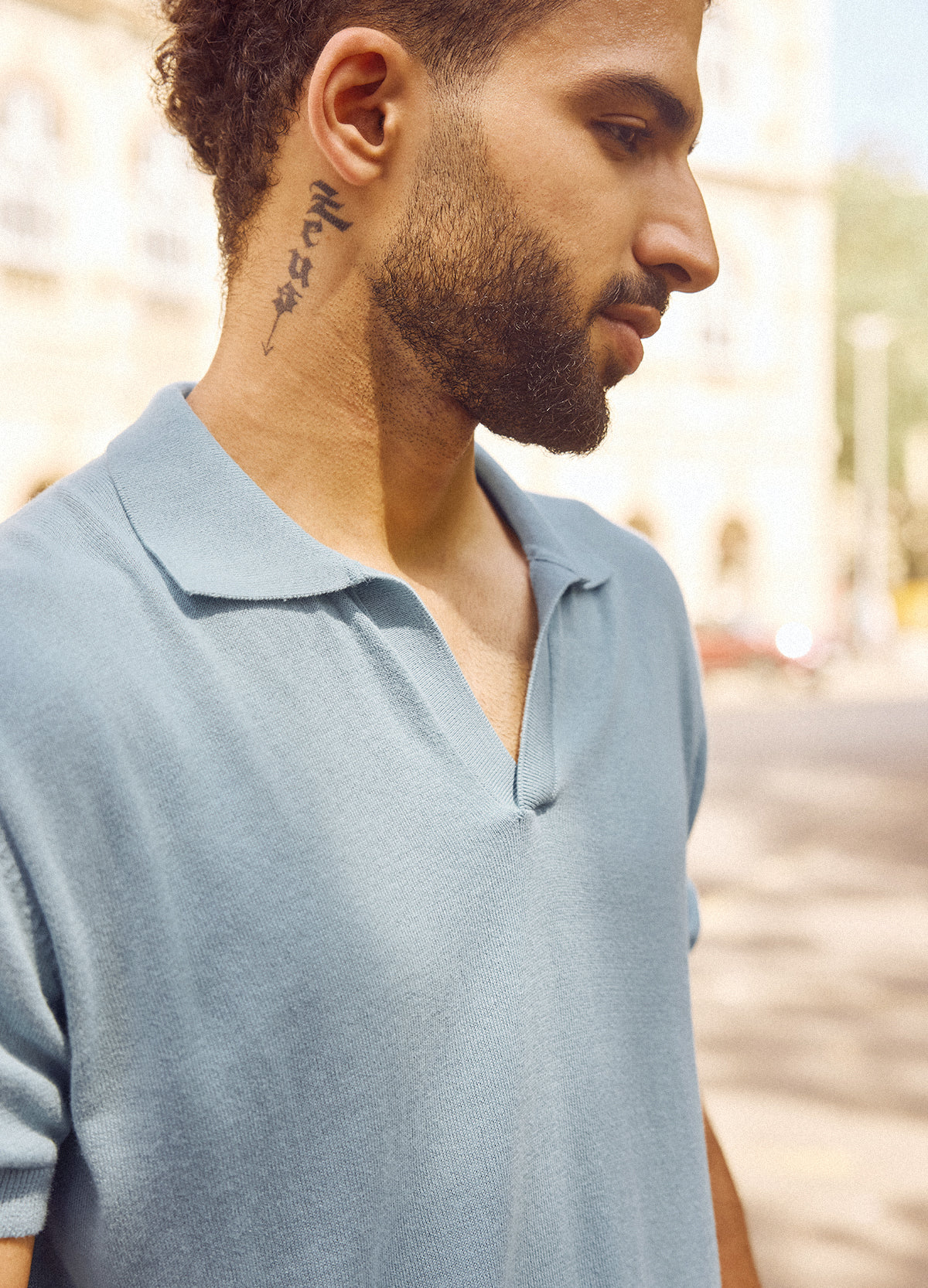 Sky Fine Knit Polo