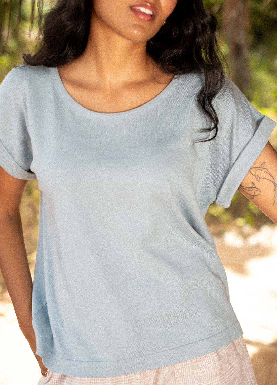 Sky Fine Knit Tee