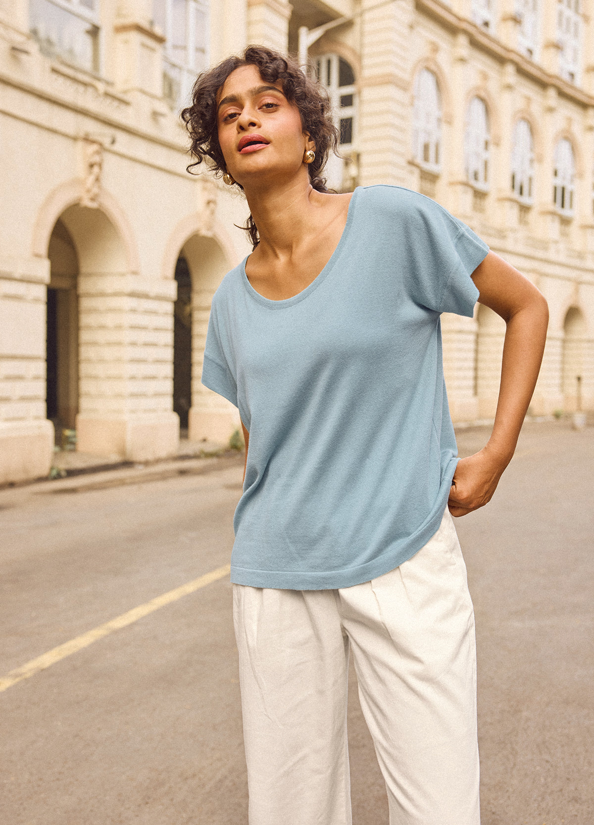 Sky Fine Knit Tee