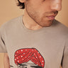 Stache Beige Quirky Print Organic Cotton Classic Tee For Men Online
