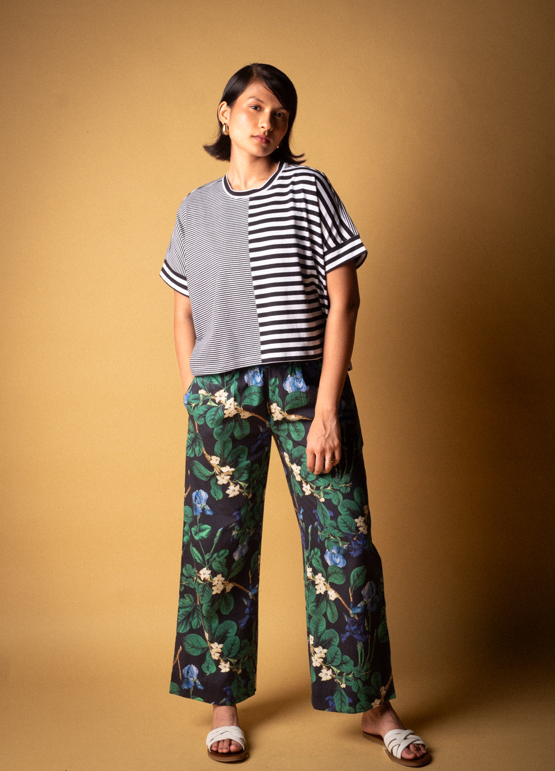 Black & White Stripe Mix Organic Cotton Top For Women Online