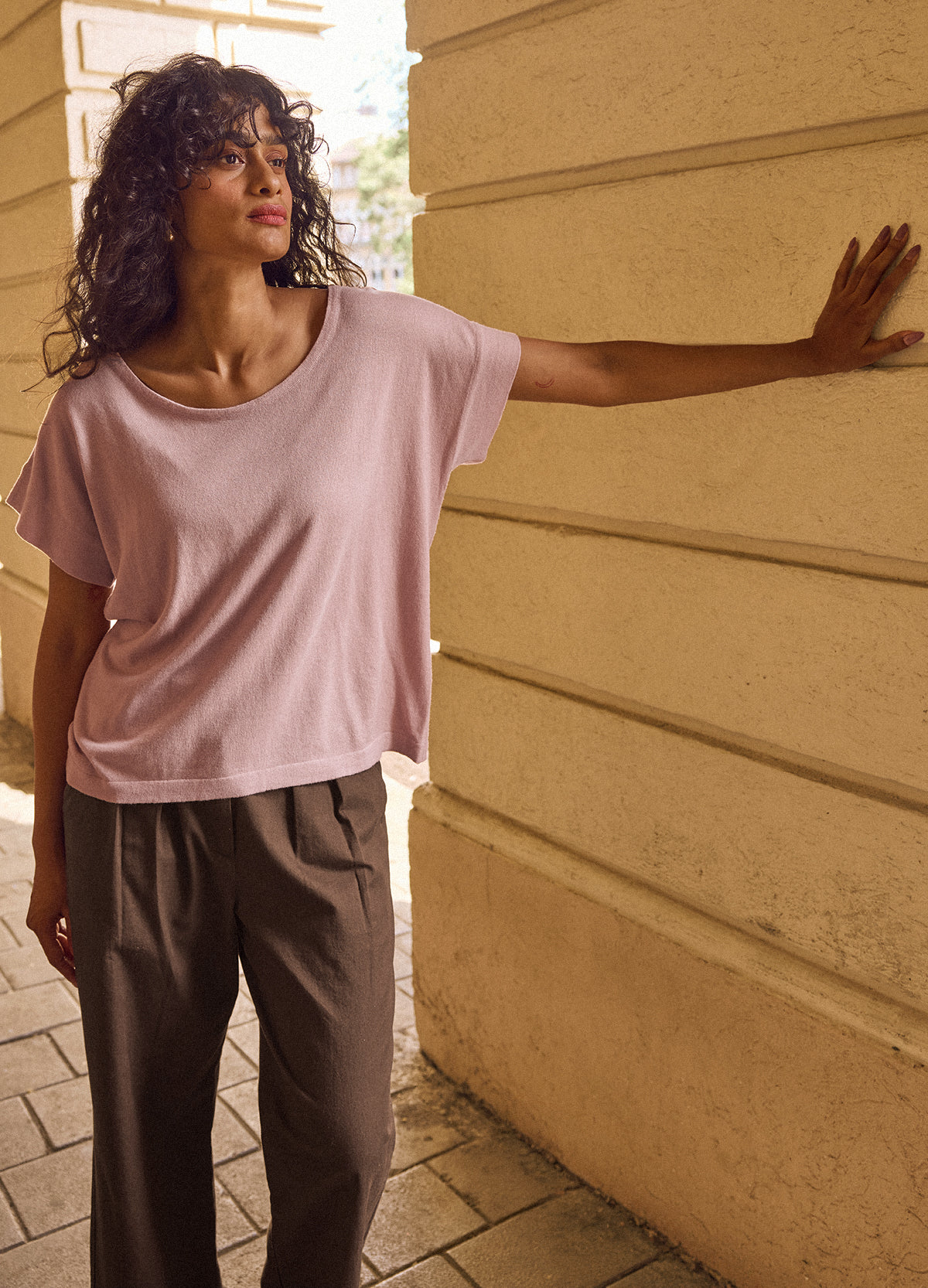 Taupe Fine Knit Tee