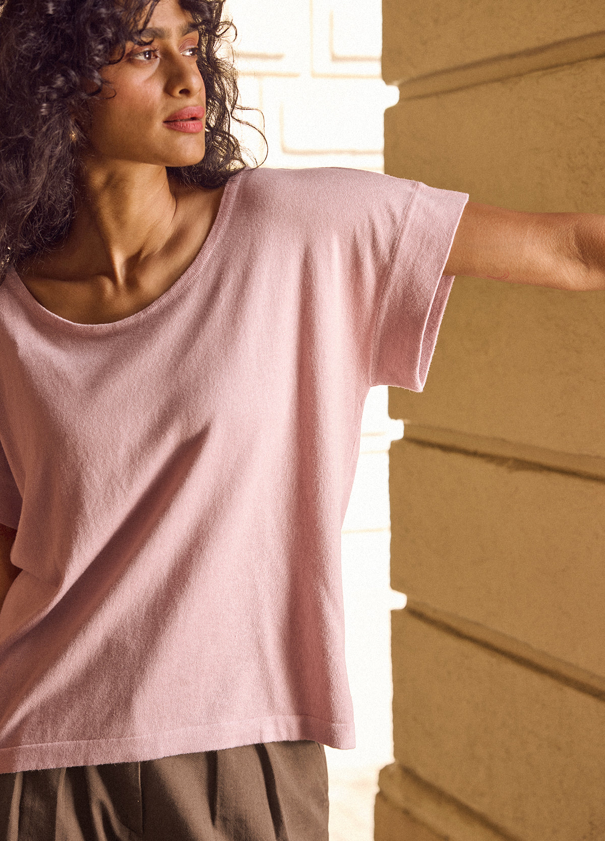 Taupe Fine Knit Tee