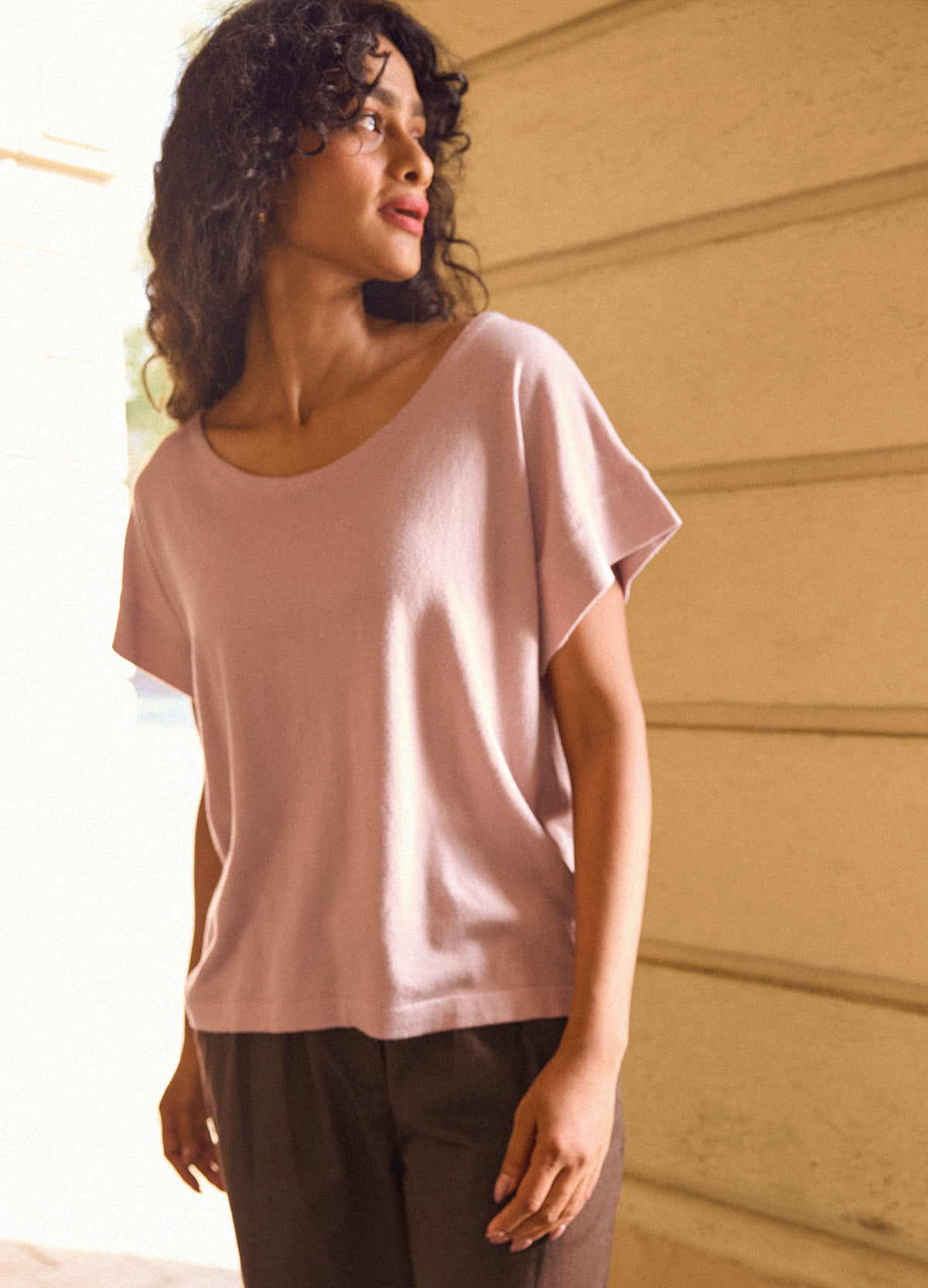 Taupe Fine Knit Tee