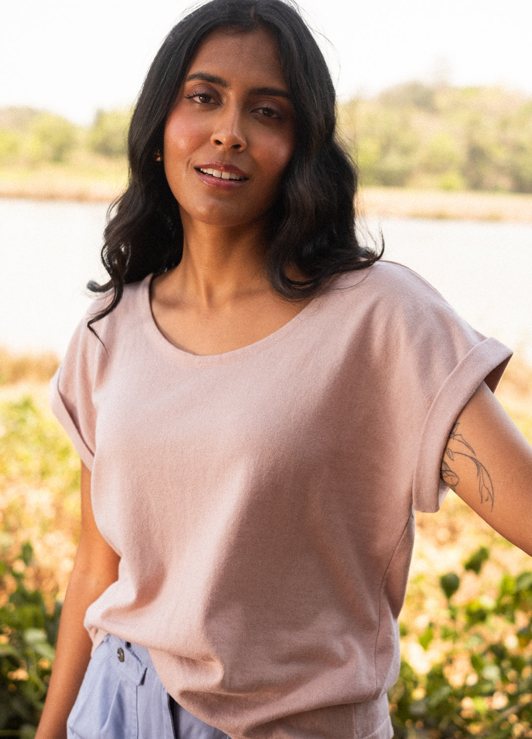 Taupe Fine Knit Tee