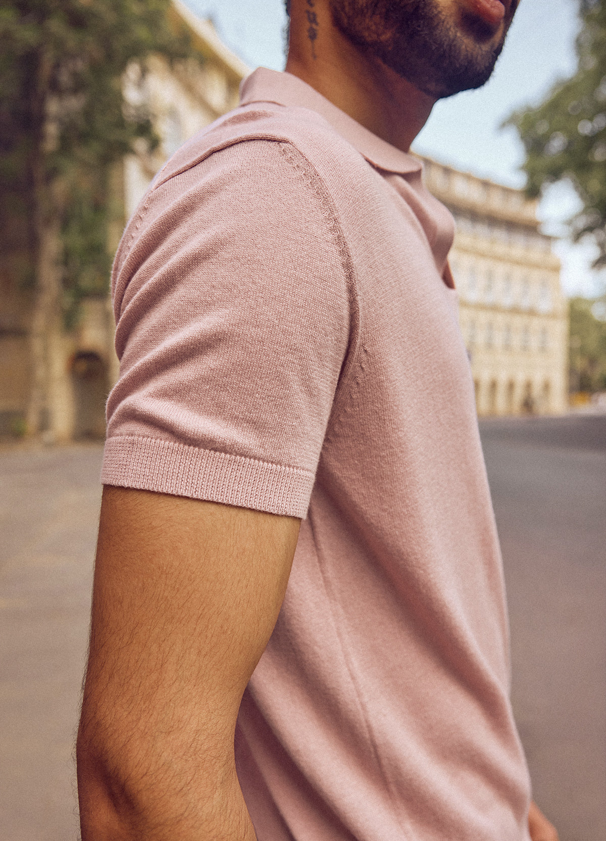 Taupe Fine Knit Polo