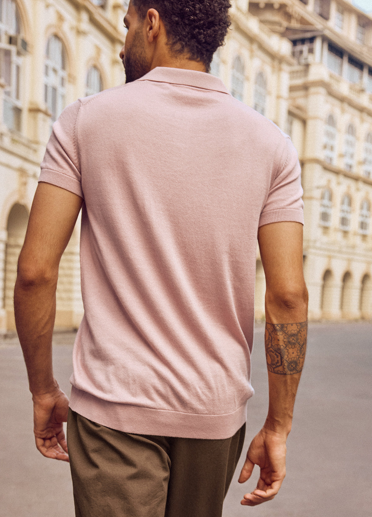Taupe Fine Knit Polo
