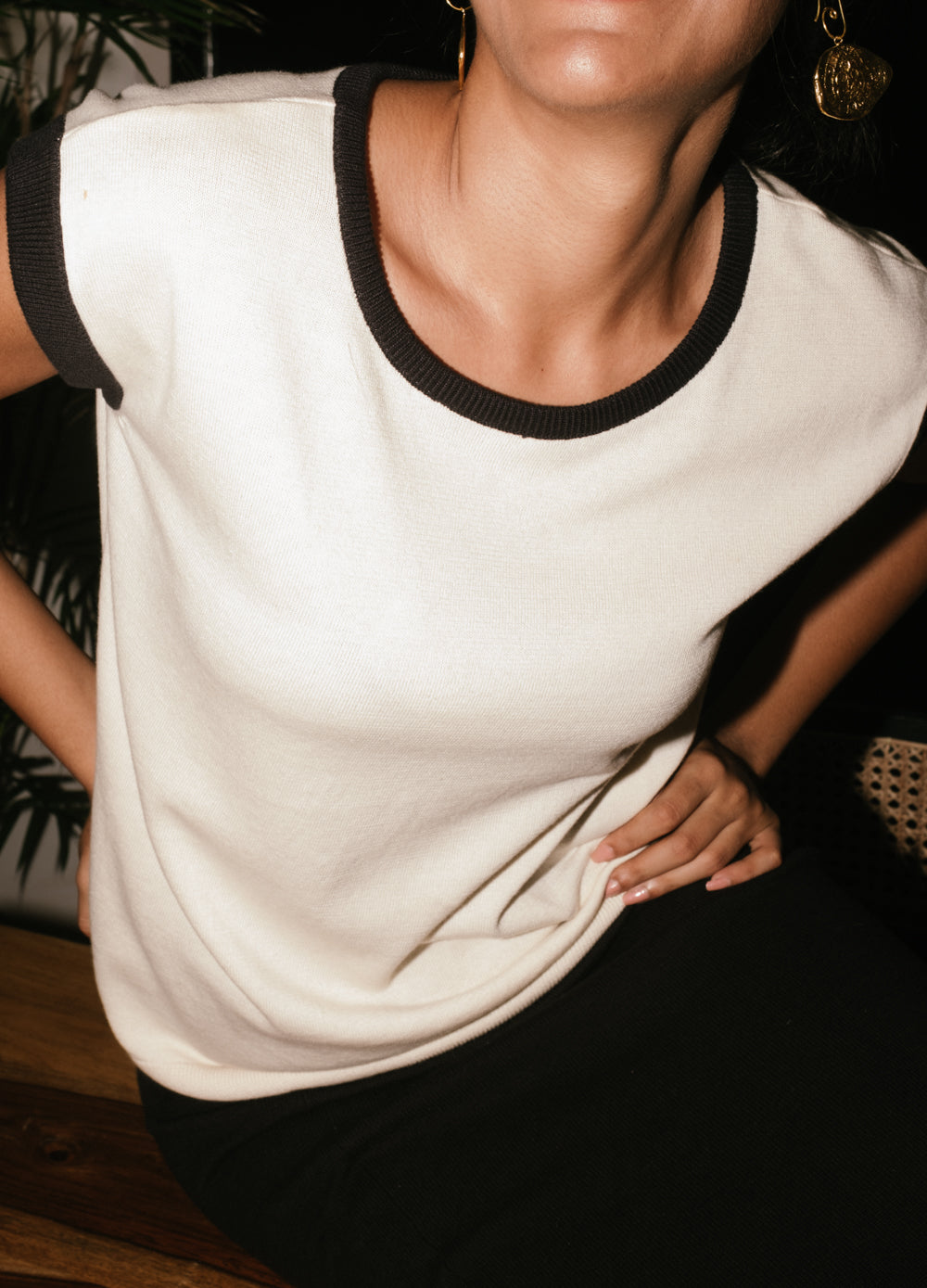 Vanilla White Organic Cotton Knit Vest For Women Online 
