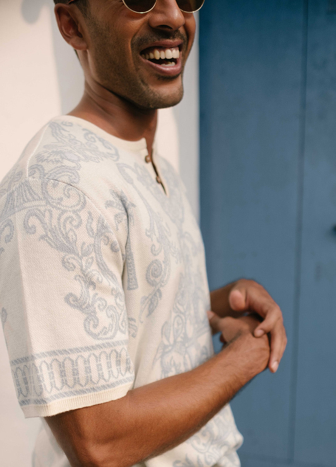 Azul Blue Knit Henley