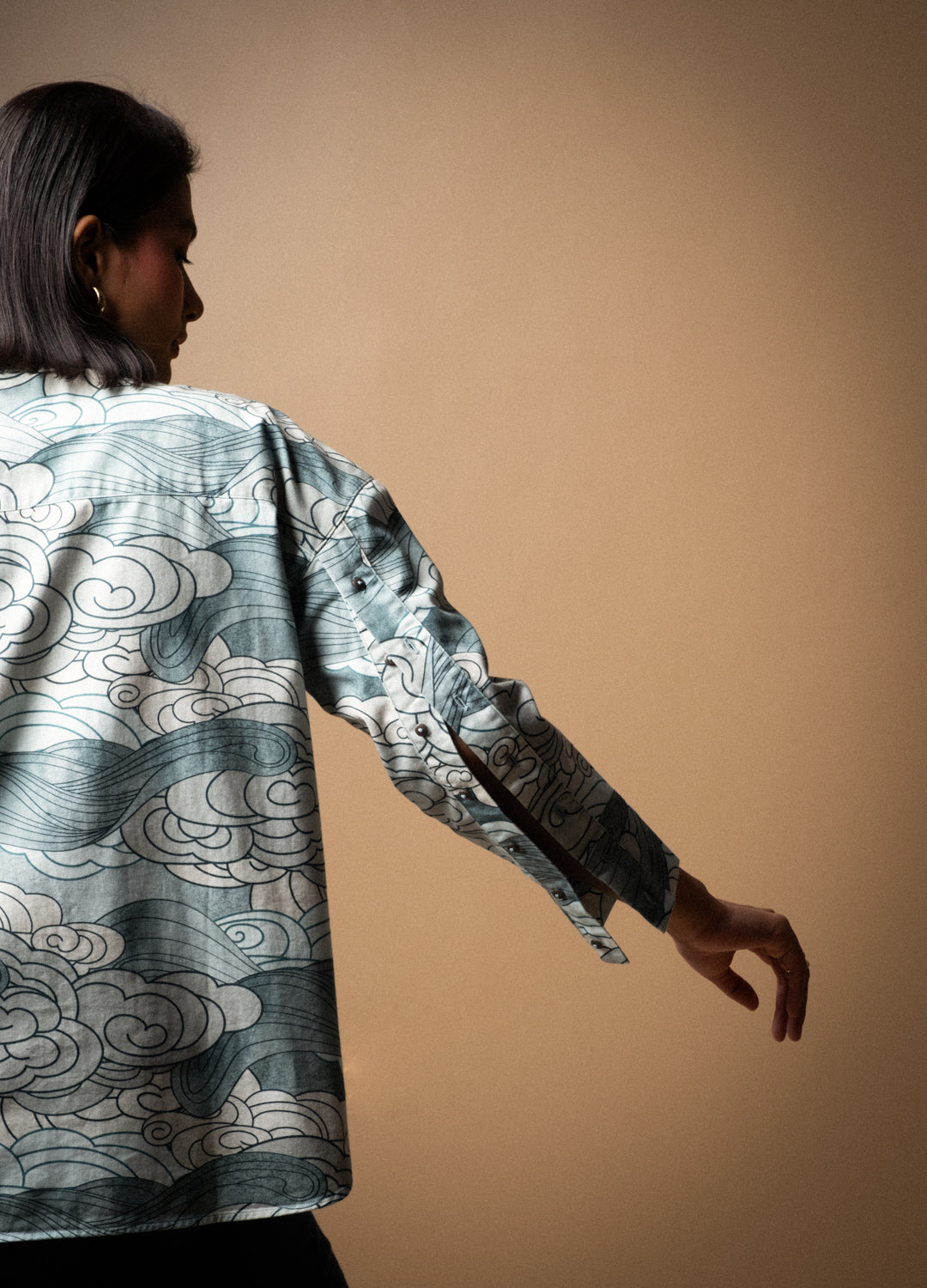 Azure Blue Celeste Cape Cotton Shirt for Women Online