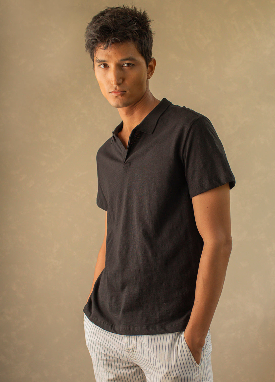 Black Slub Polo