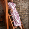 Orchid Garden Pink Organic Cotton Midi Dress For Women Online