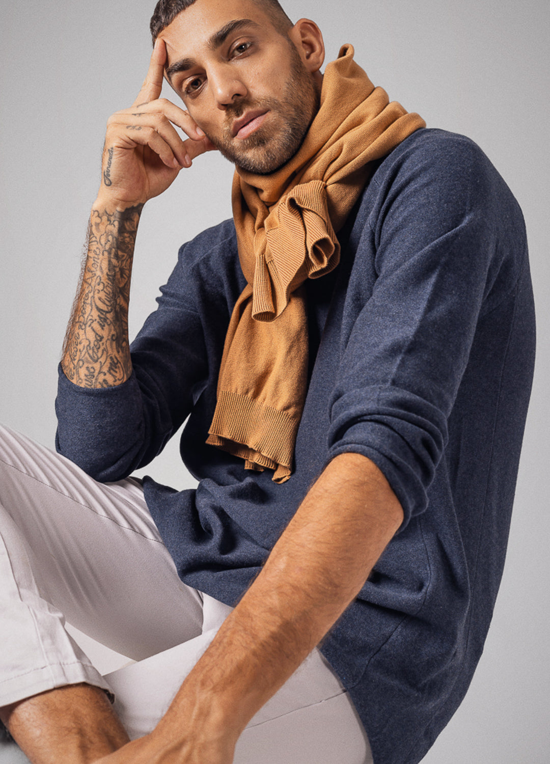  Sustainable Almond Knitted Winter Neck Scarf For Men Online