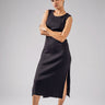 Ribbed Black Organic Cotton Midi Dress For Women Online