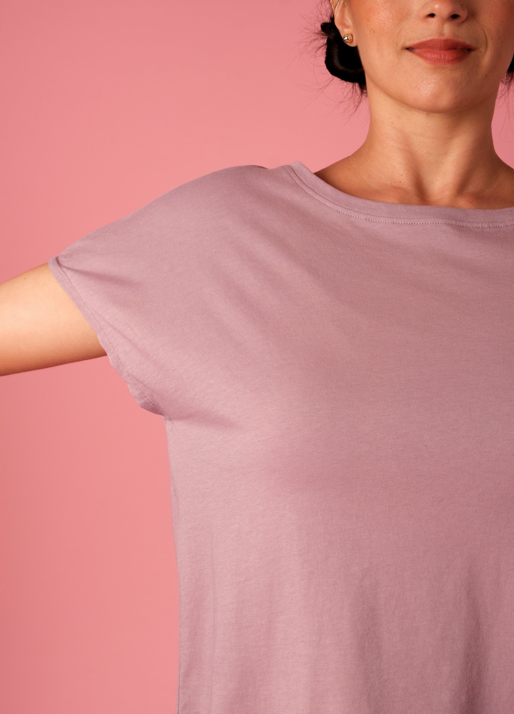  Elderberry Pink Organic Cotton Drop Shoulder T Shirt For Women Online