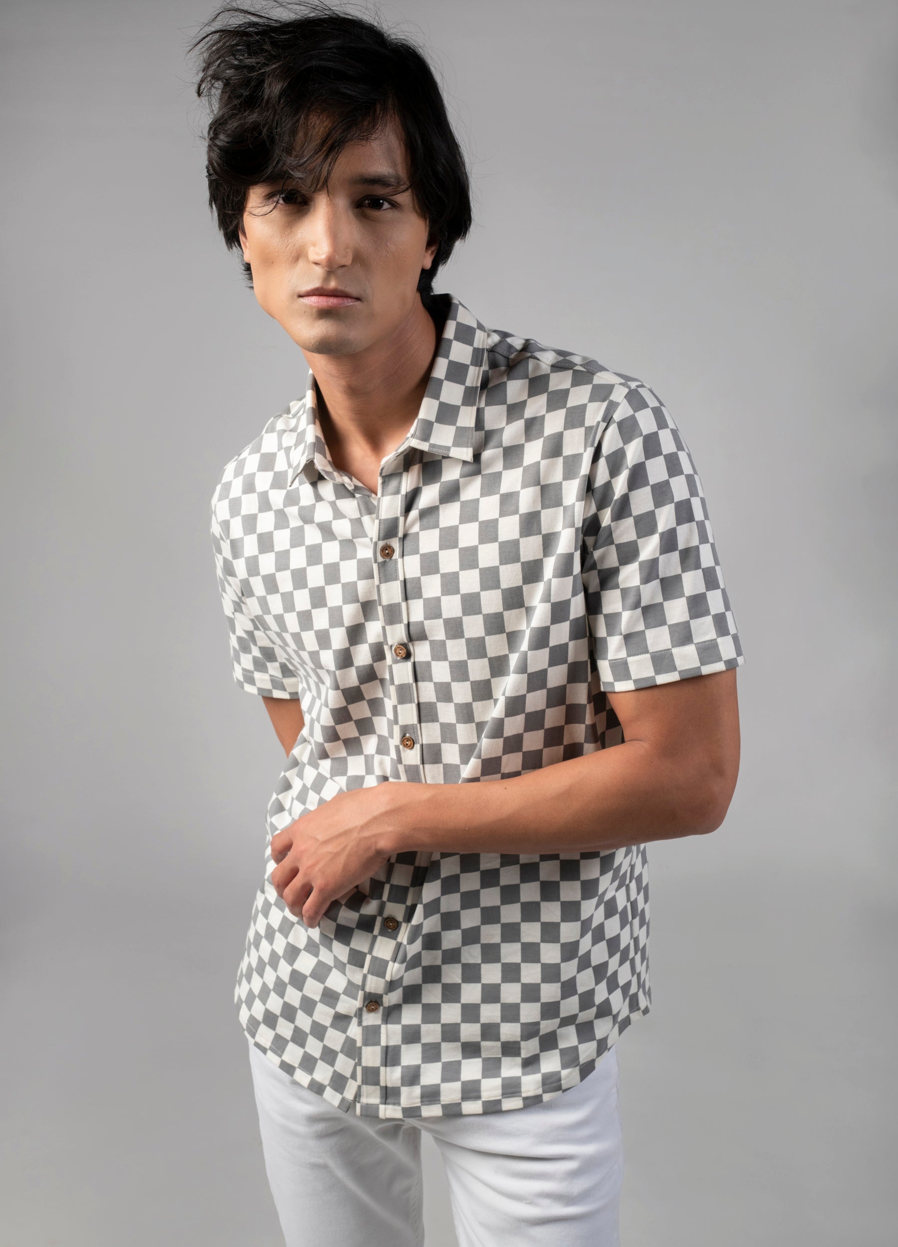 Mist Checkers Half-Sleeve Shirt