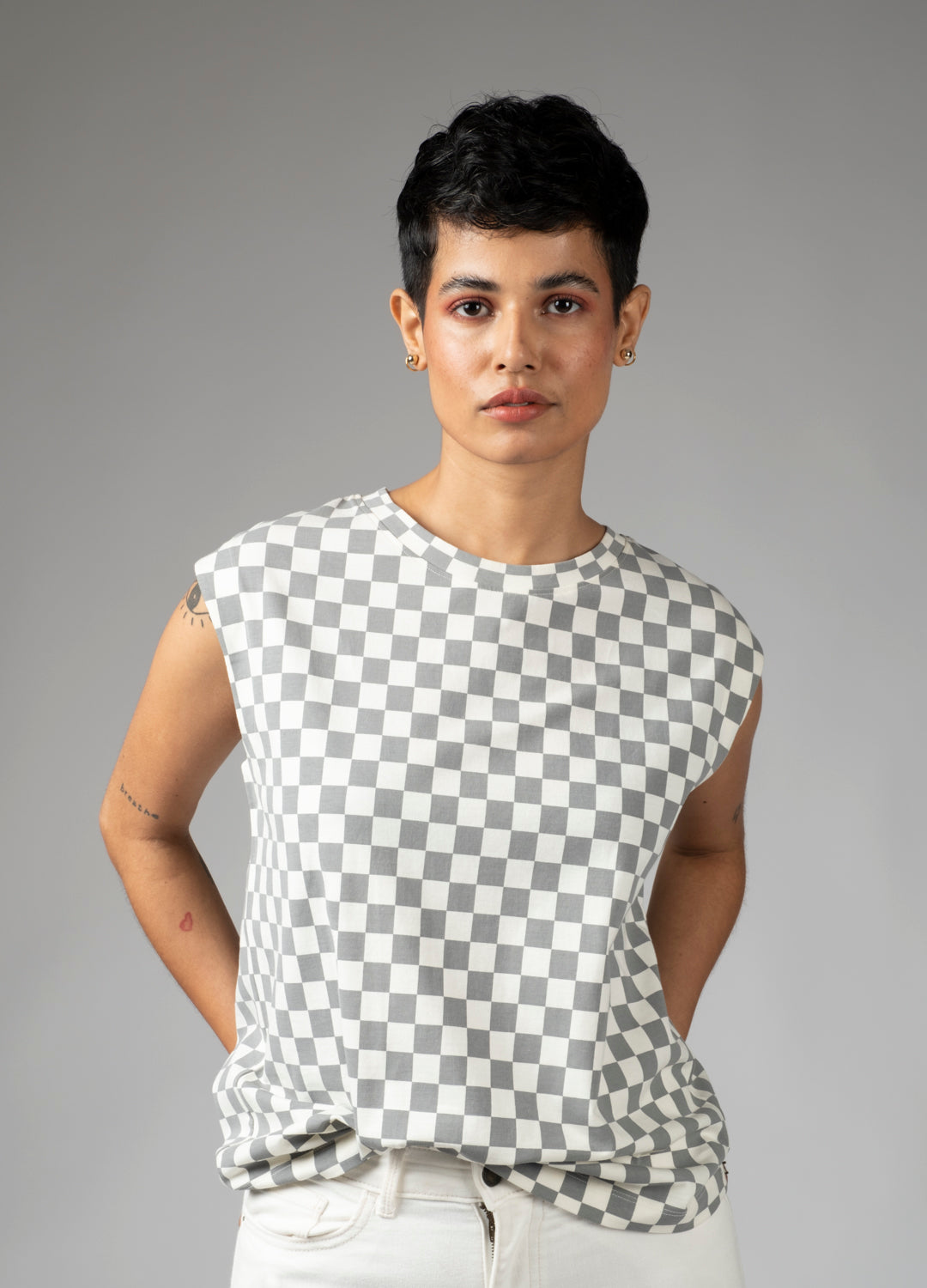 Mist Checkers Muscle Tee