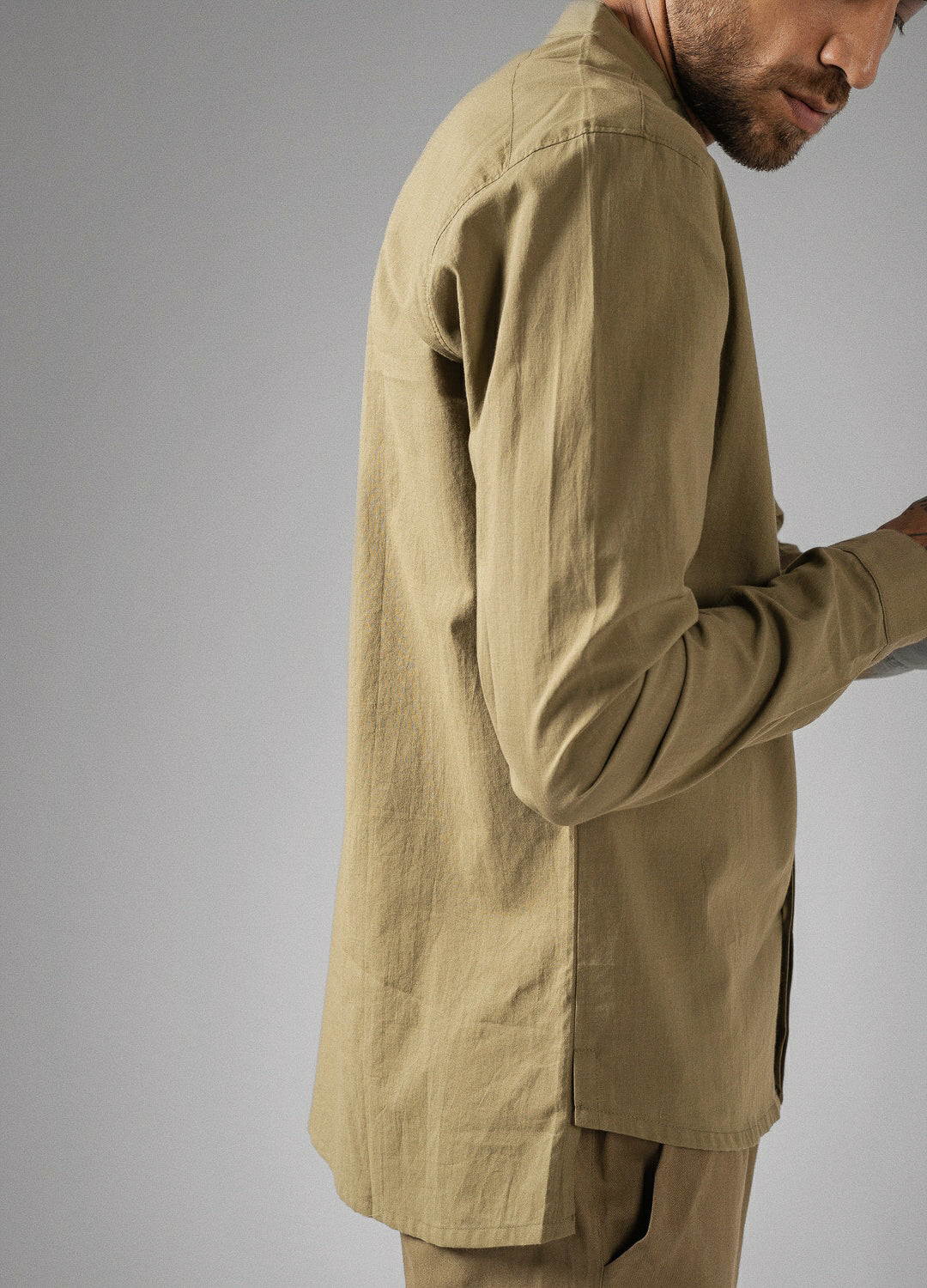 Olive Mandarin Shirt