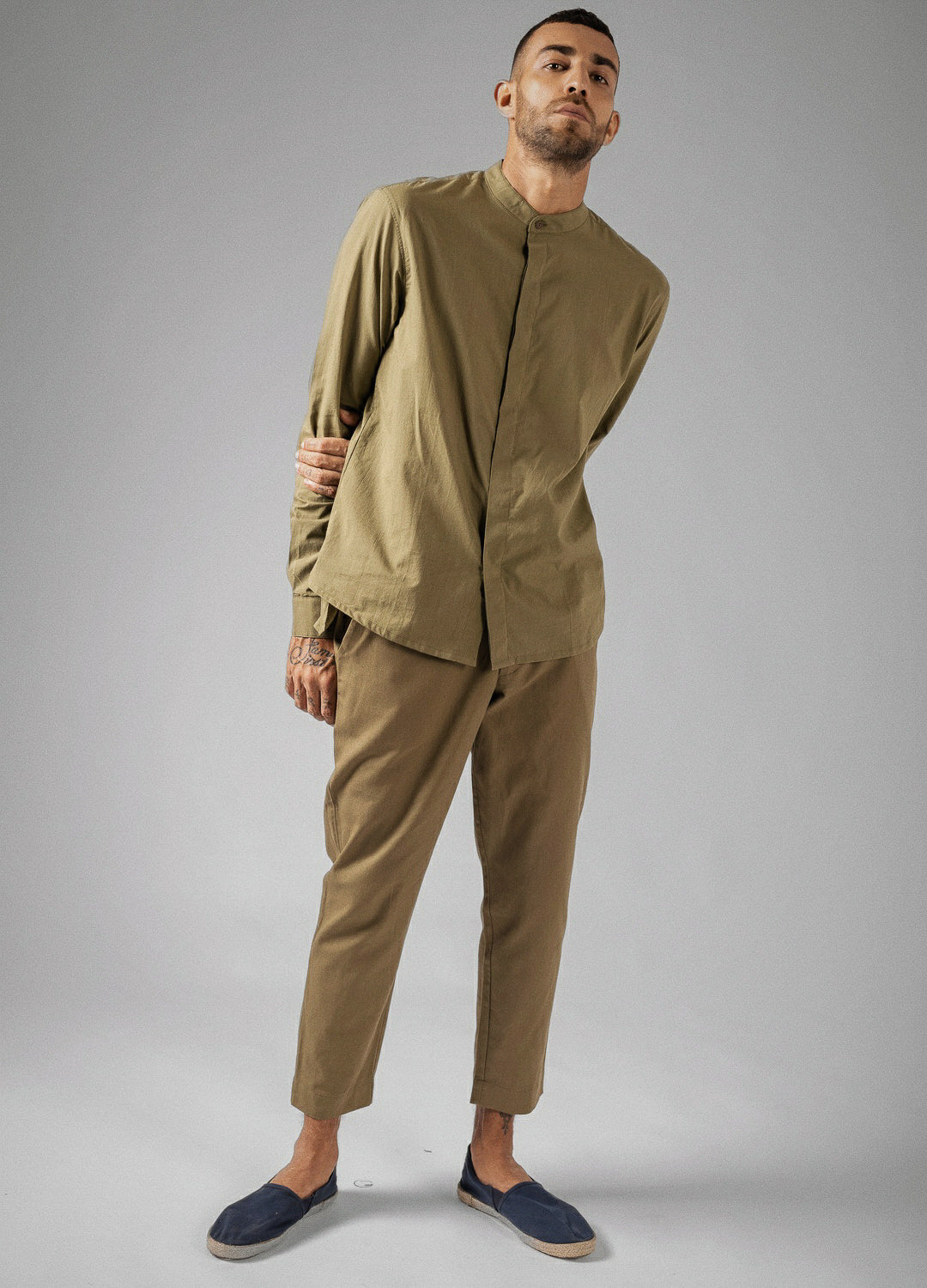 Olive Mandarin Shirt