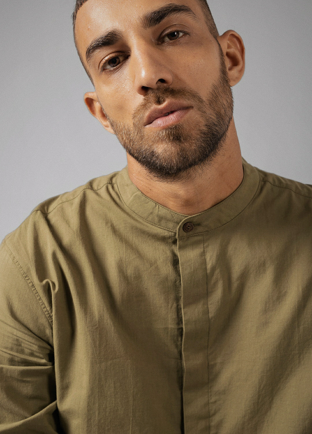 Olive Mandarin Shirt