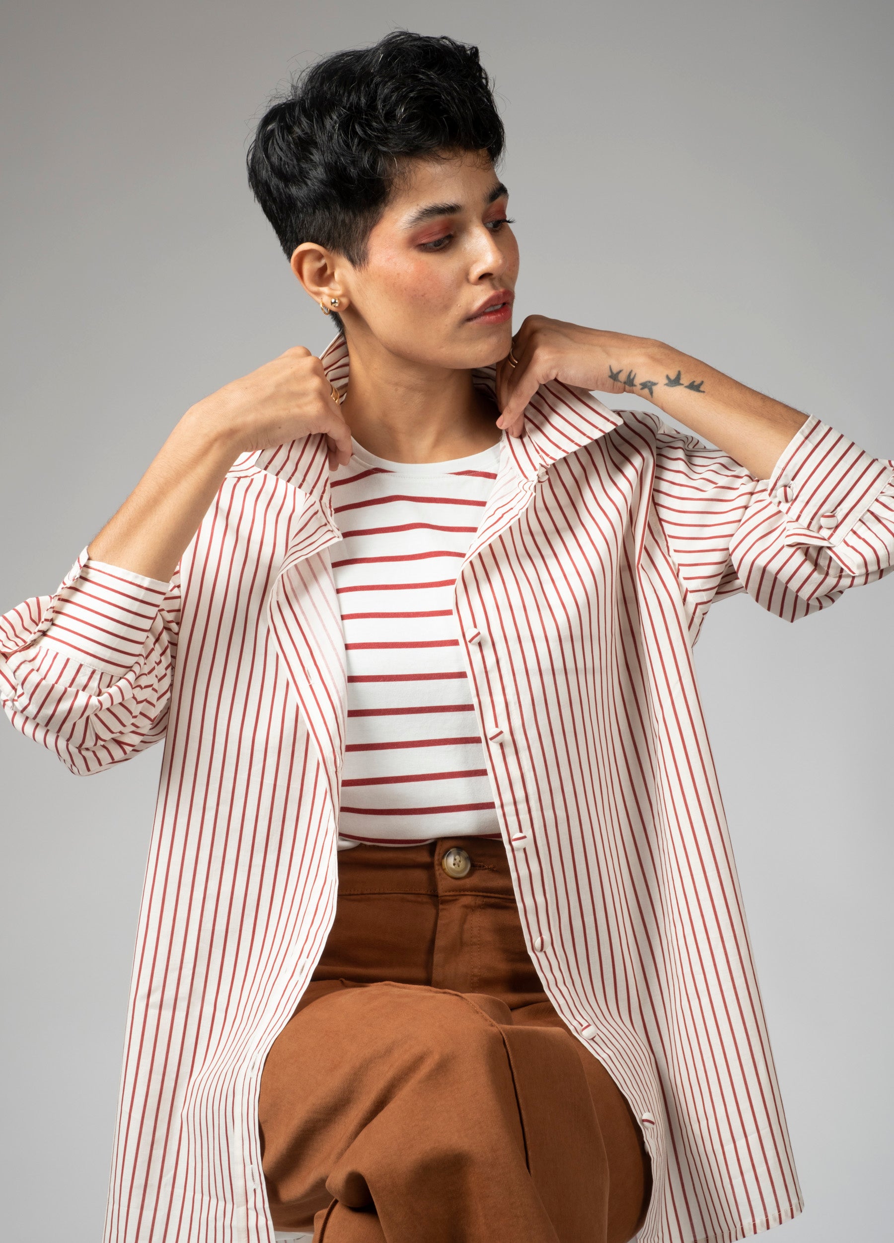 Ruby Rod Shirt Buy No Nasties Ruby Red Stripe Classic Cotton Summer Shirt For Women Online