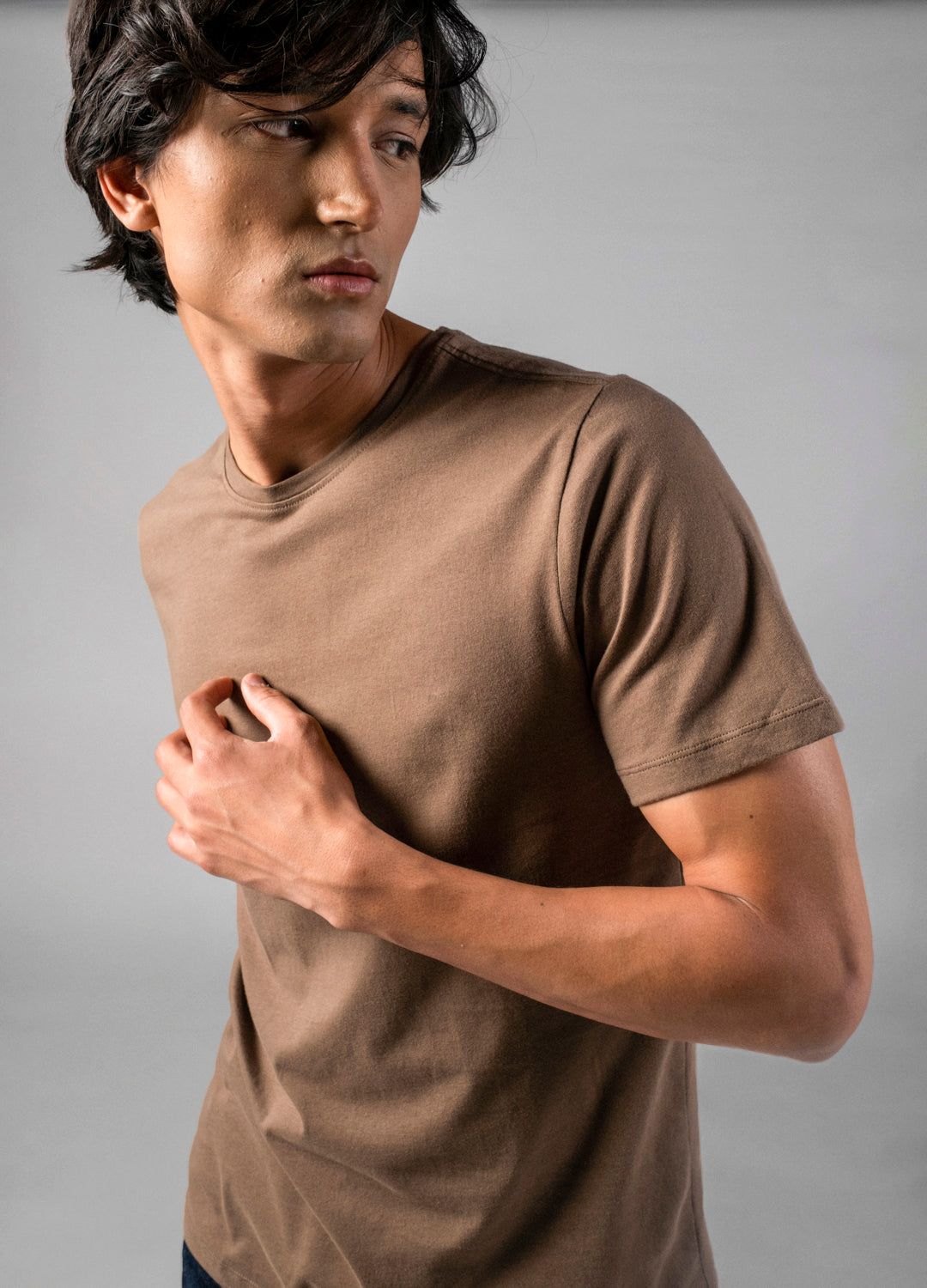  Sepia Organic Cotton Brown Classic Tees For Men Online