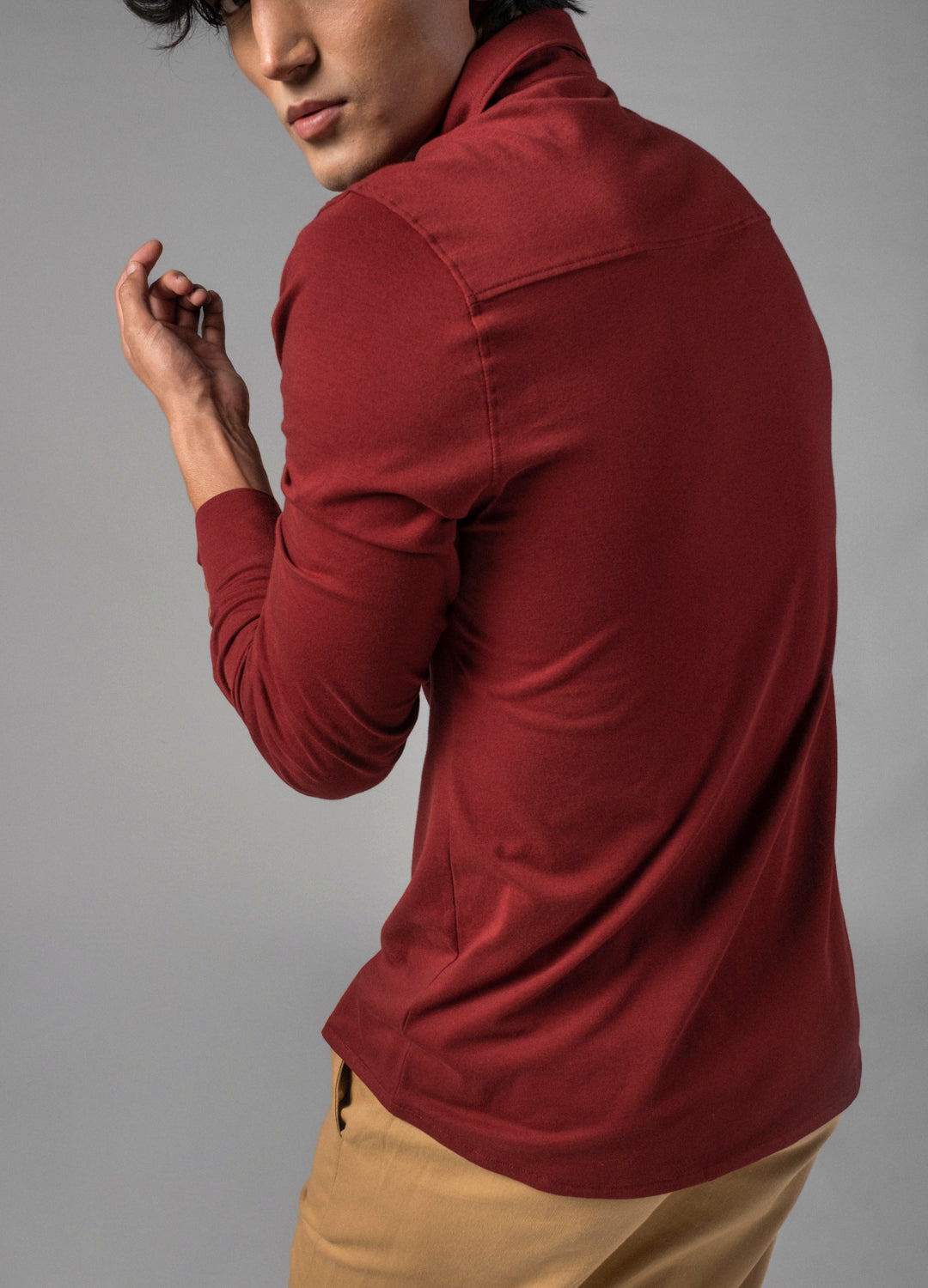 Syrah Red Organic Cotton Sustainable Knit Shirt for Men Online