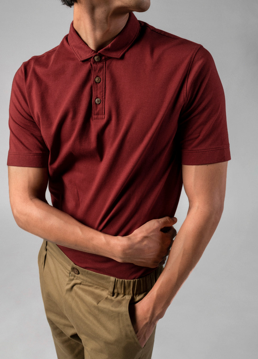 Syrah Red Organic Cotton Polo Neck T Shirt For Men Online