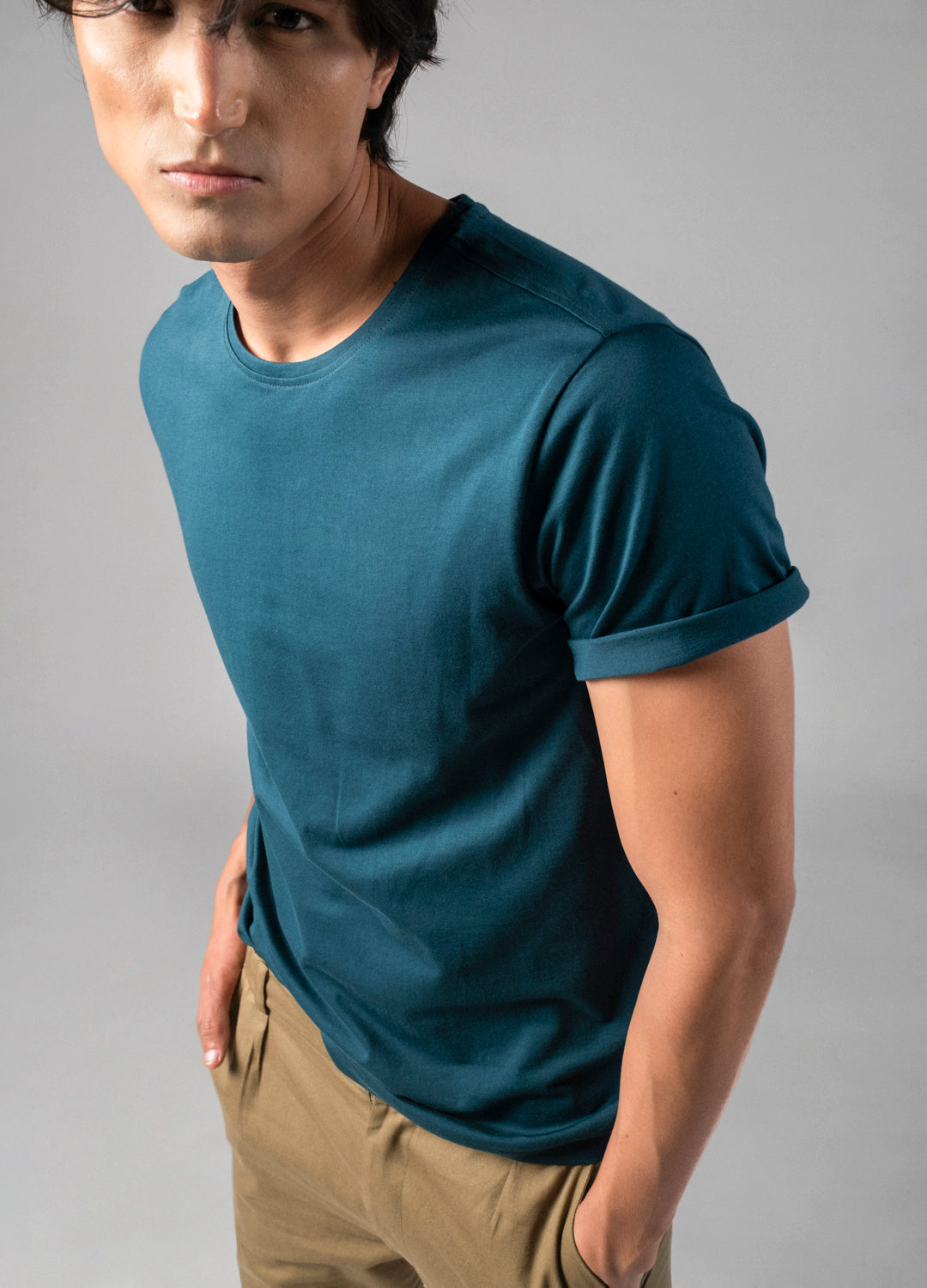 Teal Blue Organic Cotton Classic Tees For Men Online
