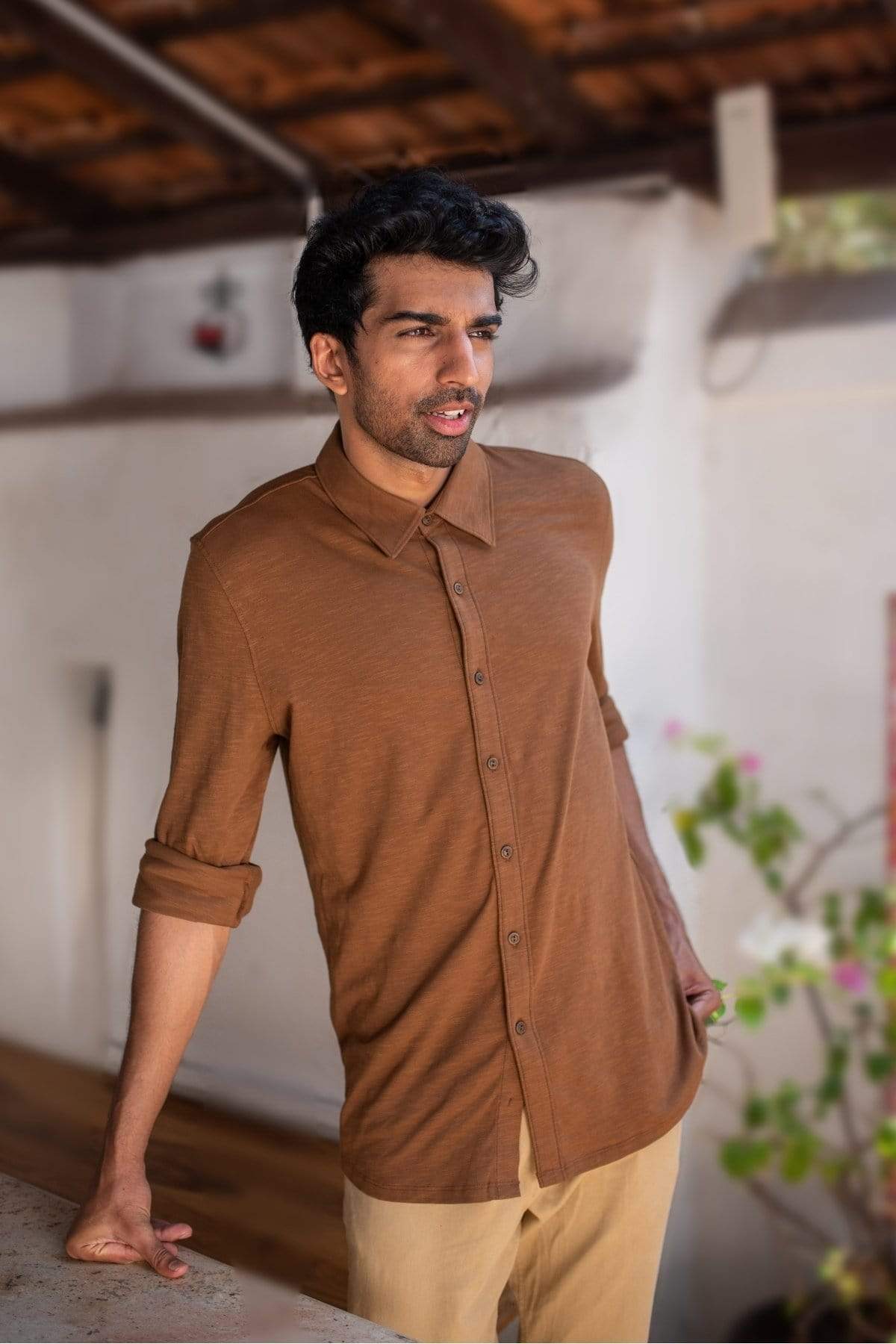 Brown Knit Shirt - Sustainable Clothes for Men - No Nasties