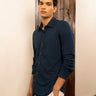 Atlantic Blue Organic Cotton Full Sleeve Knit Shirt For Men Online