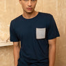 Atlantic Pocket Blue Sustainable Organic Cotton Round Neck T Shirt For Men Online