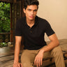  Augusta Black Sustainable Organic Cotton Polo Neck T Shirt For Men Online