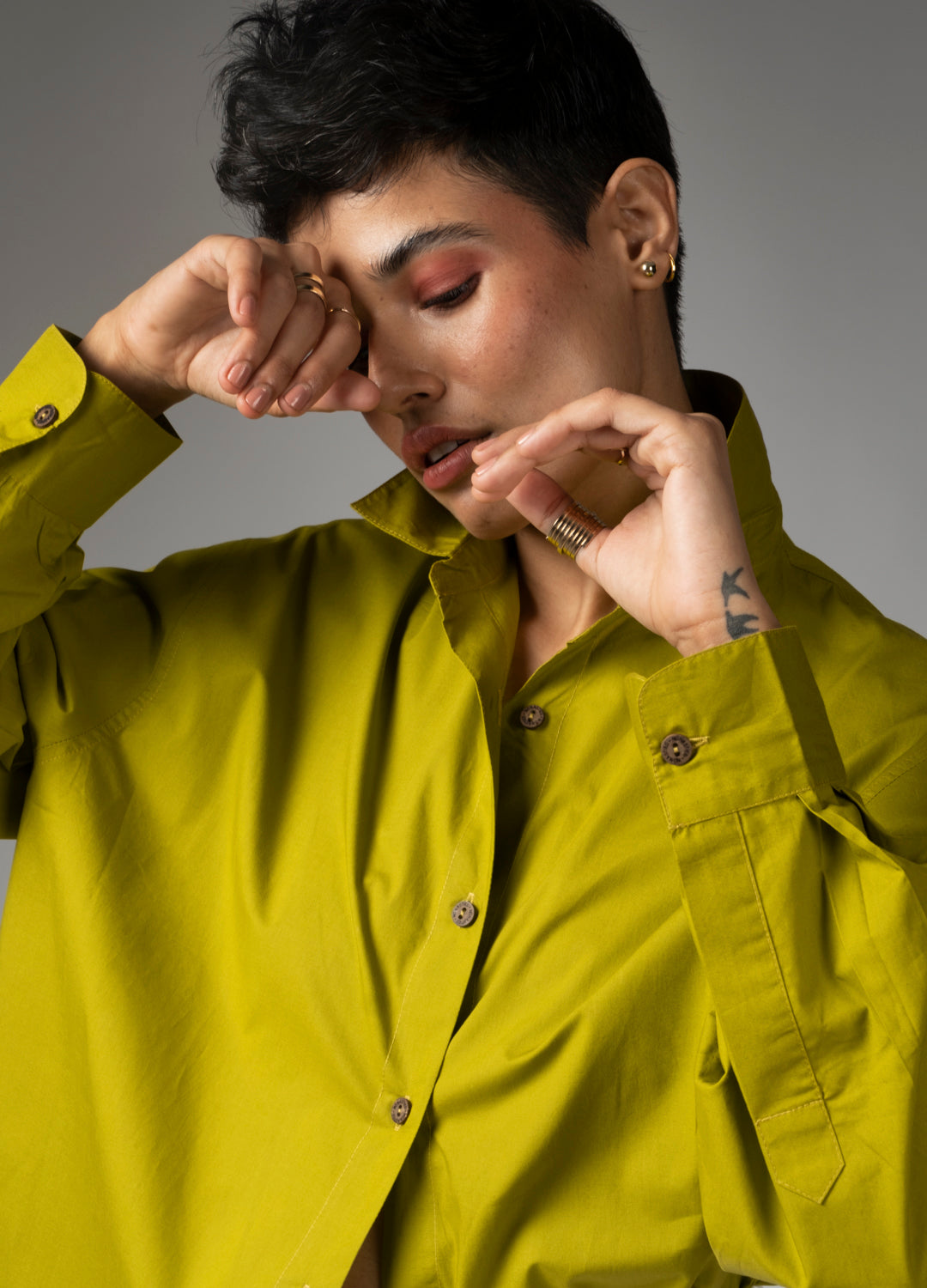  Avocado Green Organic Cotton Anywhere Shirt Dress For Women Online