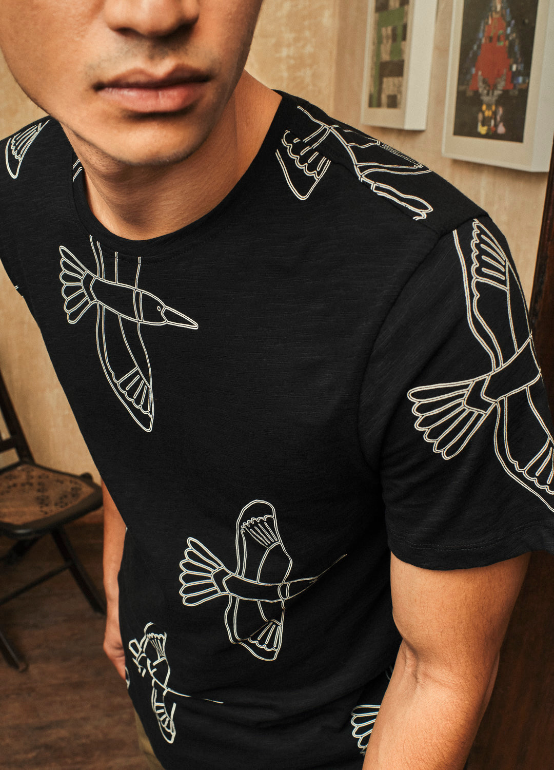 Black Kingfisher Sustainable Cotton Round Neck T Shirt For Men Online