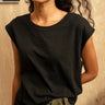 Black Round Neck Organic Cotton Muscle Tee For Women Online