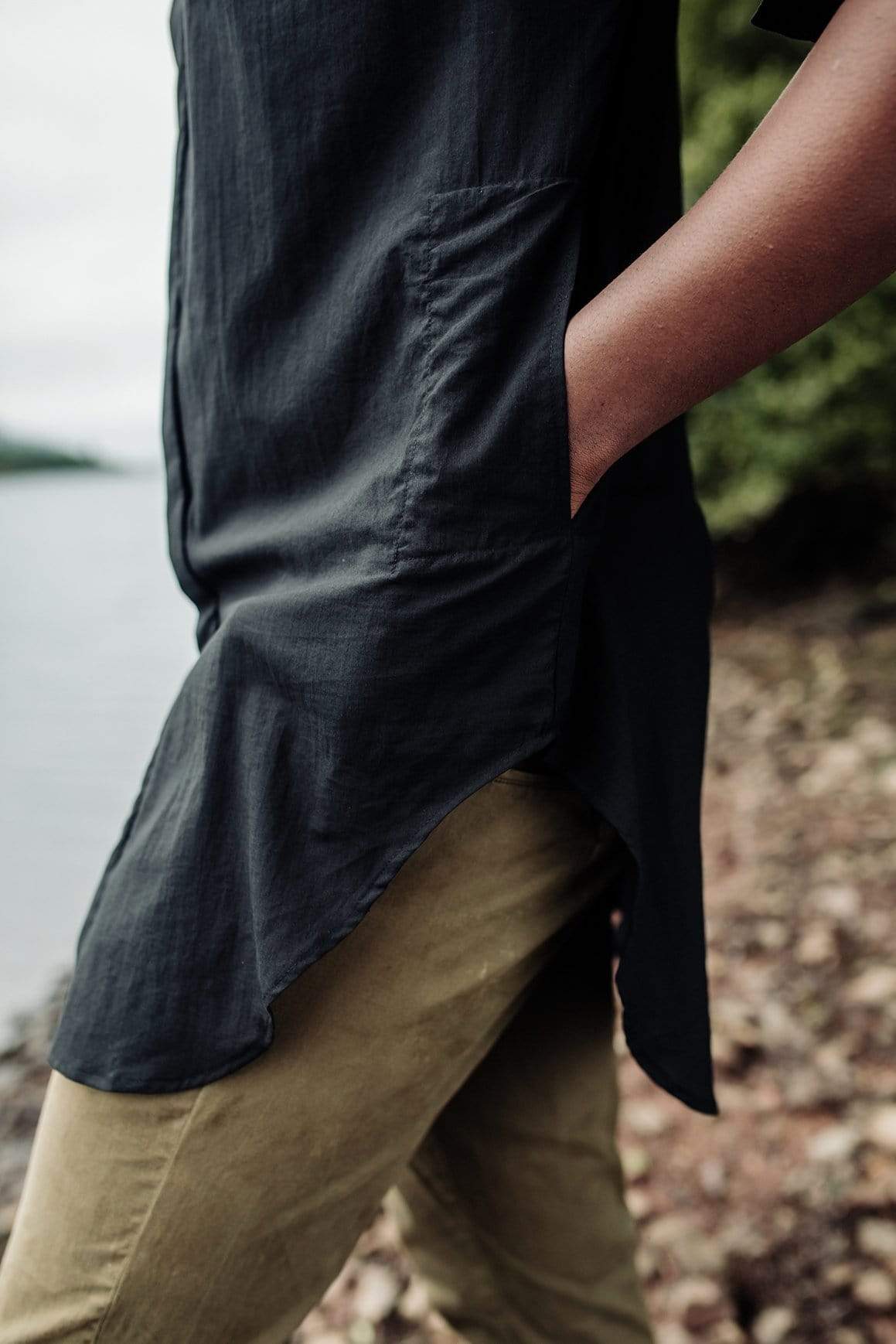 Black Oak Longline Shirt-No Nasties - Organic Cotton Clothing