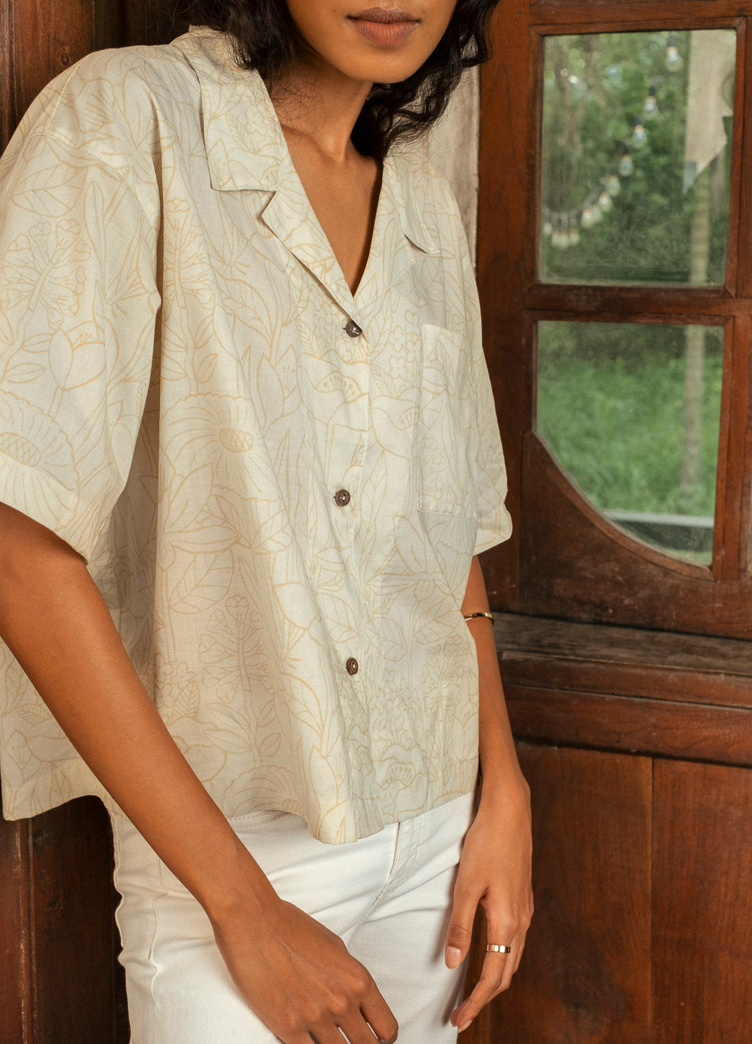 Botanica Easy White Cotton Summer Shirt For Women Online