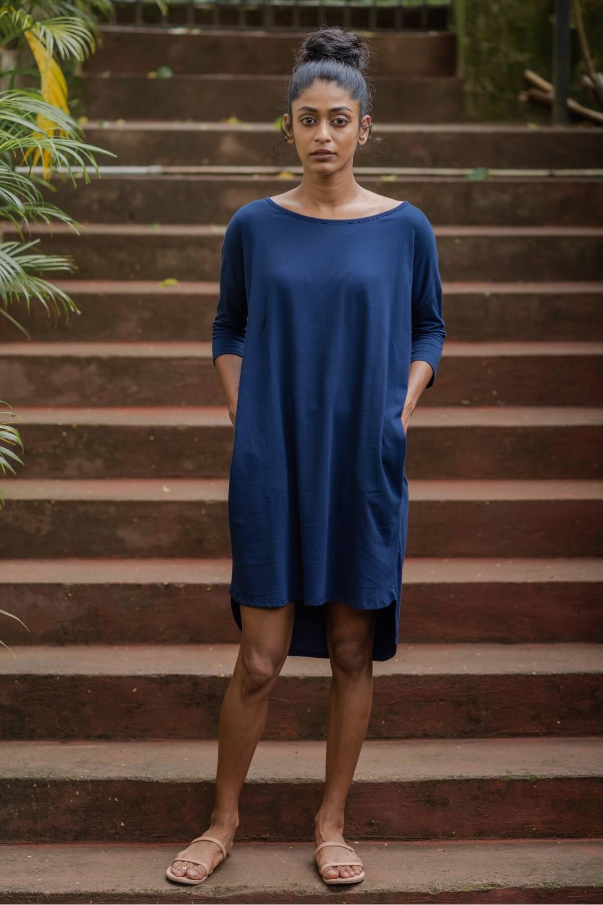  Chatou Tunic Blue Organic Cotton Summer Dress For Women 